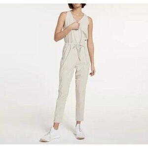 FLX Woven Active Jumpsuit Racerback Ivory Medium Stretch Activewear 9733